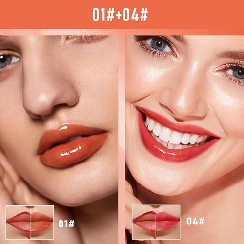 2Pcs Peel Off Lip Gloss Tattoo and Lip Oil 2-in-1, Lip Stain Peel Off Masque - Peel Off Lip Tint,Long Lasting Waterproof Transfer-proof Lip Mask Lip Gloss Peel Off Lip Liner,Stay Lip Makeup 01#+04#