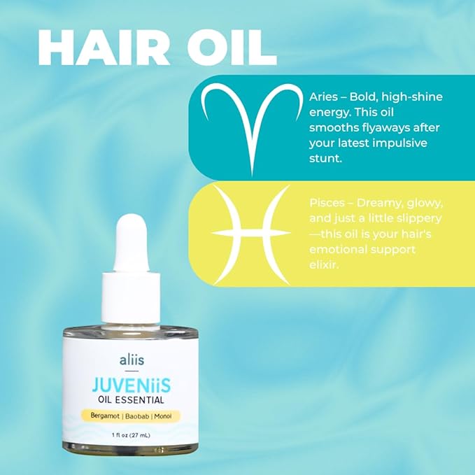 ALIIS Juveniis Hair + Skin Oil – Multi-Use Lightweight Oil for Scalp & Body Moisture – Non-Greasy Formula for Softness, Frizz Control & Shine – Lightweight Hydration Care for Skin & Strands – 27 mL