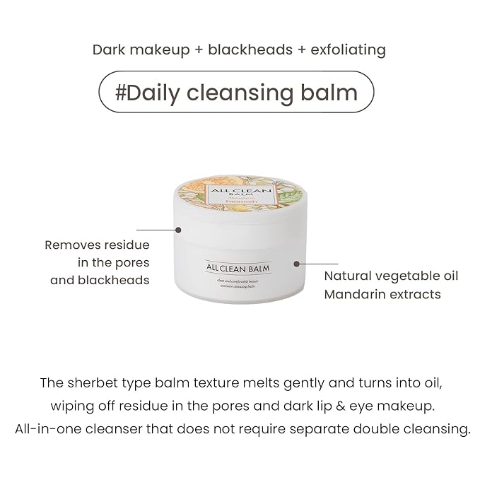 HEIMISH All Clean Balm Mandarin, Cleansing Balm, Waterproof Eye Makeup Remover, Oil Cleanser, Face Wash, Double Cleanse, Ceramide, Vegan, For Sensitive Skin, Korean Skincare, 4.0 fl oz / 120ml