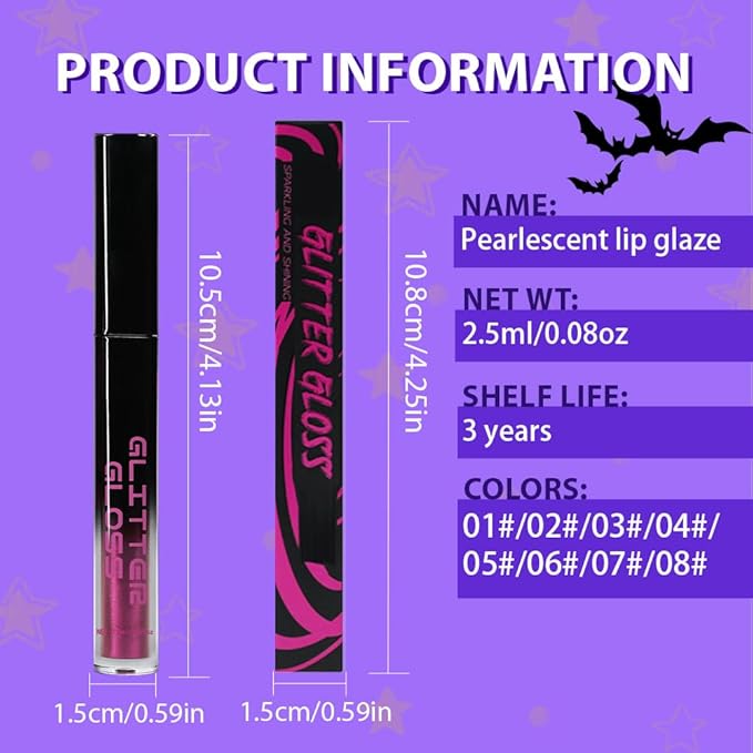 CAKAILA Dark Purple Metallic Lipstick for Women,Glitter Sparkling Liquid Lipstick,Long Lasting Waterproof Lightweight Comfortable Non-Drying Bold Dark Lip Gloss for Gothic Stage Makeup,Vegan