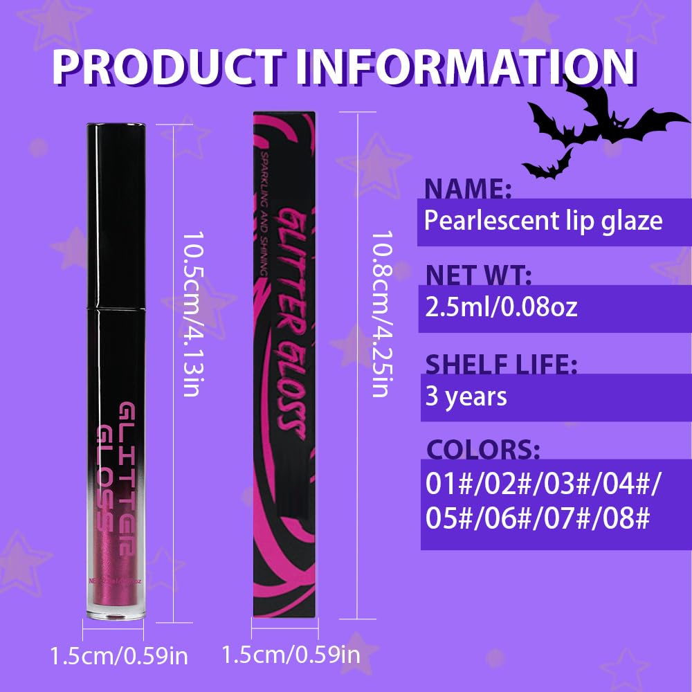 CAKAILA Dark Purple Metallic Lipstick for Women,Glitter Sparkling Liquid Lipstick,Long Lasting Waterproof Lightweight Comfortable Non-Drying Bold Dark Lip Gloss for Gothic Stage Makeup,Vegan