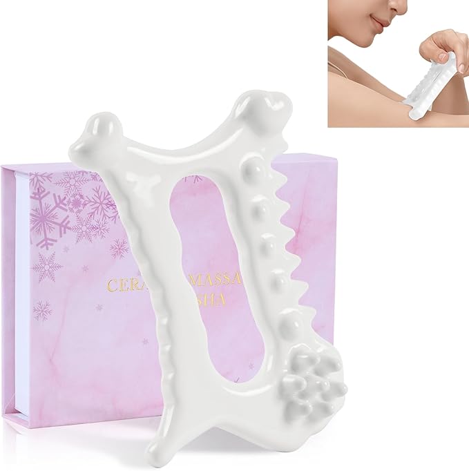 Worive 9 in 1 Ceramic Body Gua Sha Facial Tool, Korean Face Body 괄사