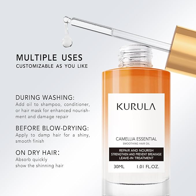 Kurula Japanese Camellia Hair Oil Serum for Dry, Frizzy Hair, 30 ml