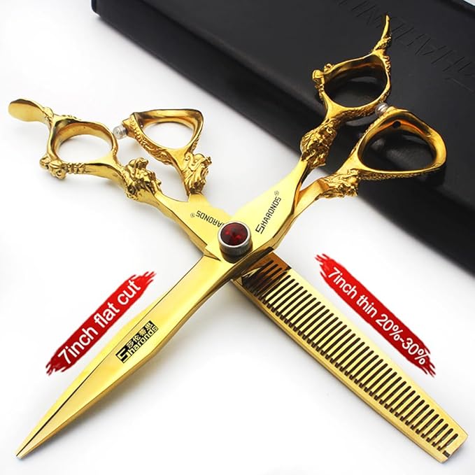 AXEMOORE Hair Scissors 6/7/8/9-inch 440C Professional Haircut(7 inch-2pc)