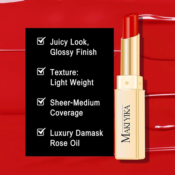 MAKI YIKA Moisture Red Lipstick for Women Hydrate Tinted Lip Balm