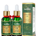 Herbishh Ginger Essential Oil For Hair Growth 30ml Each Pack Of 2, Non Sticky, Ginger Hair Growth Serum Oil For Thicker, Strong and Glossier, Ginger Oil for Hair with Dropper