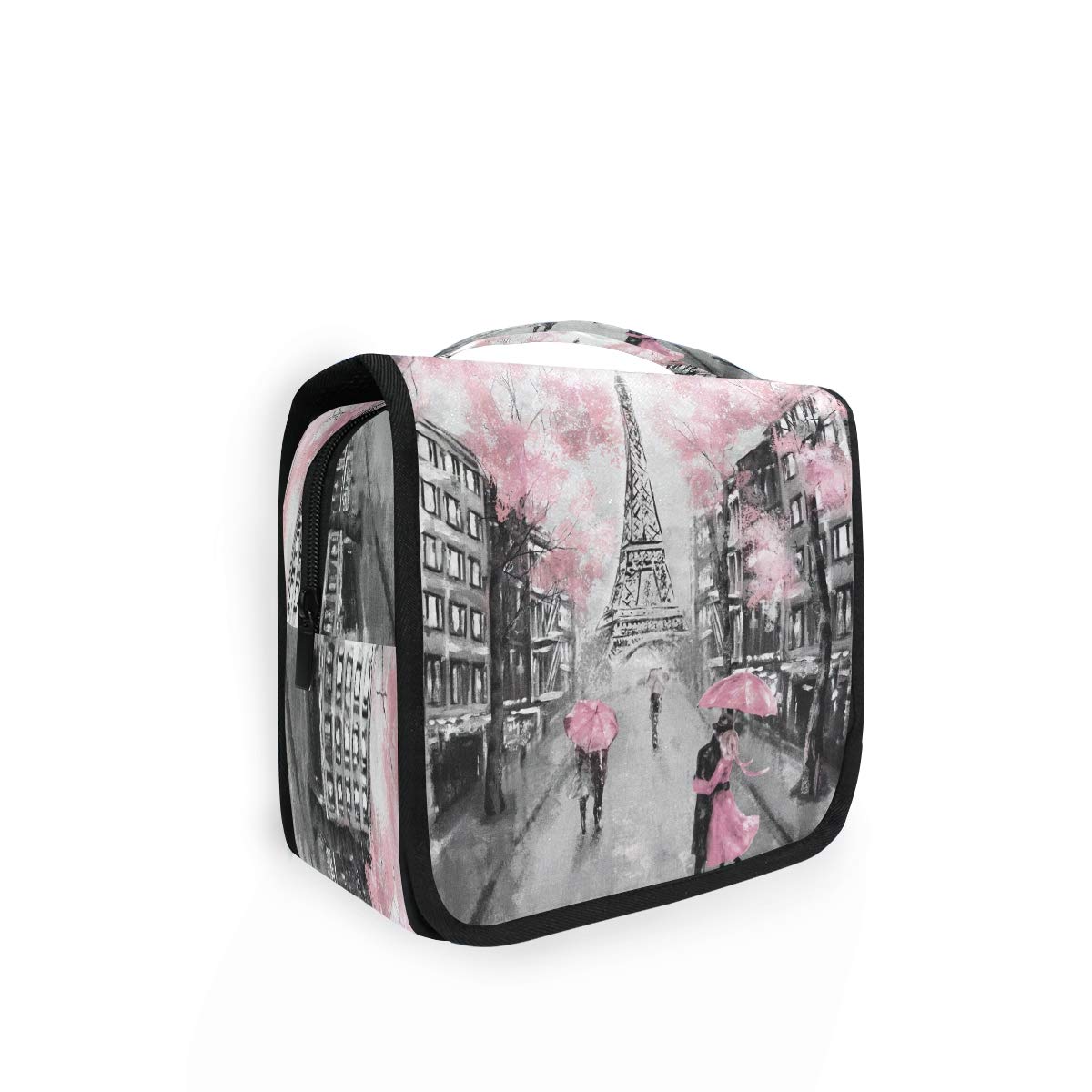 Hanging Toiletry Bag Eiffel Tower Paris Lovers Street Portable Travel Cosmetic Makeup Bag Bathroom Shower Shaving Kit Organizer Bag for Men Women