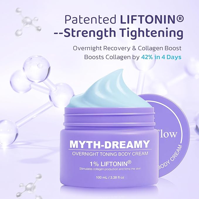 MythosFlow Overnight Toning Body Cream with Gua Sha Tool, Firming Lotion for Loose Skin & Improve Cellulite Appearance, Skin Tightening Cream for body, Belly, Arms, Thighs - 3.38 fl.oz