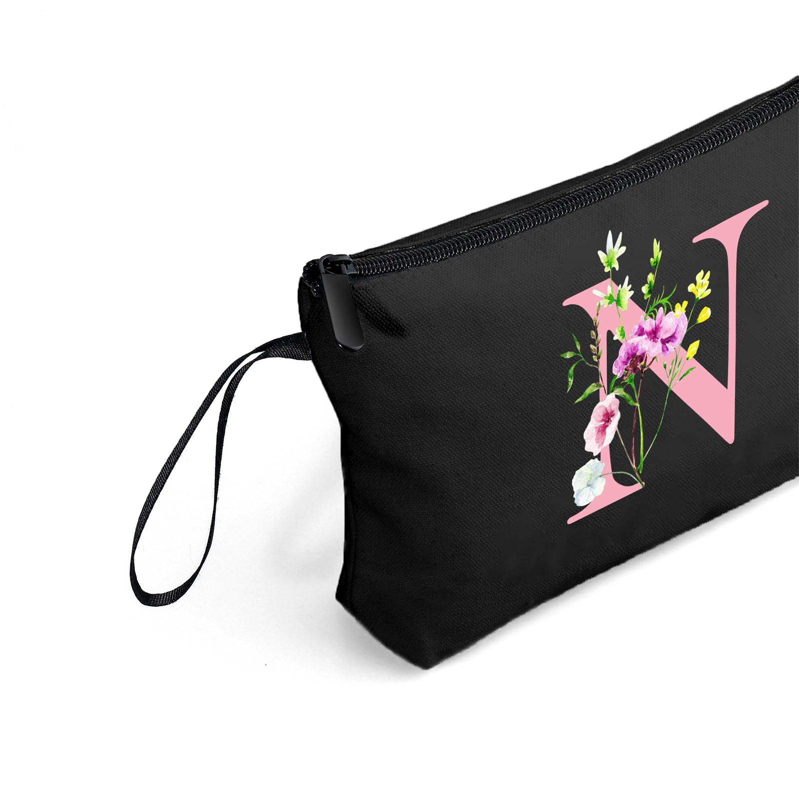 SEAMOON A-Z Personalized Gifts for Women, Small Makeup Bag with Mirror, N