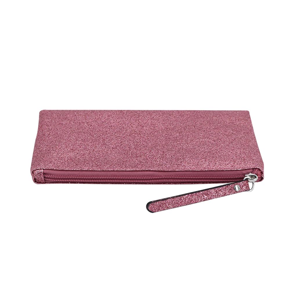 RITTZI Celestial Glitter Makeup Pouch – Seven Stunning Shades - Festive Cosmetic Bag (Starlit Rose)