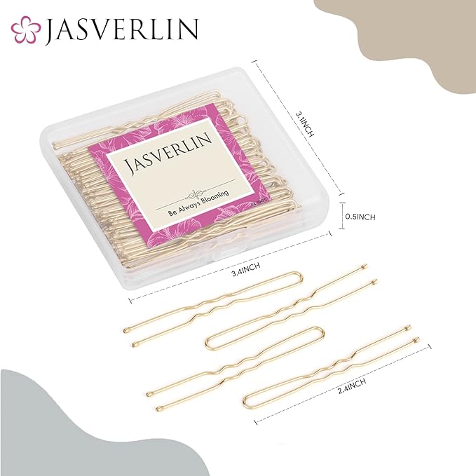 JASVERLIN U Shaped Hair Pins Blonde, 2.4 Inch Bobby Pins 100 Pcs