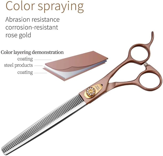 Fenice Peak Professional Thinning Scissors for Dog Cat 7'' Pet Grooming Scissors 440C Stainless Steel Thinning Shears for Dogs 50/56 Teeth