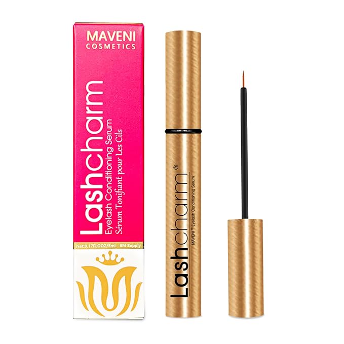 MAVENI Lash Enhancing Serum, Women's Advanced Cosmetics, Eyelash Growth Serum, Promote Longer, Fuller, and Denser Eyelashes, Fast and Effective (Frosted Gold, 0.17 Fl Oz (Pack of 1))