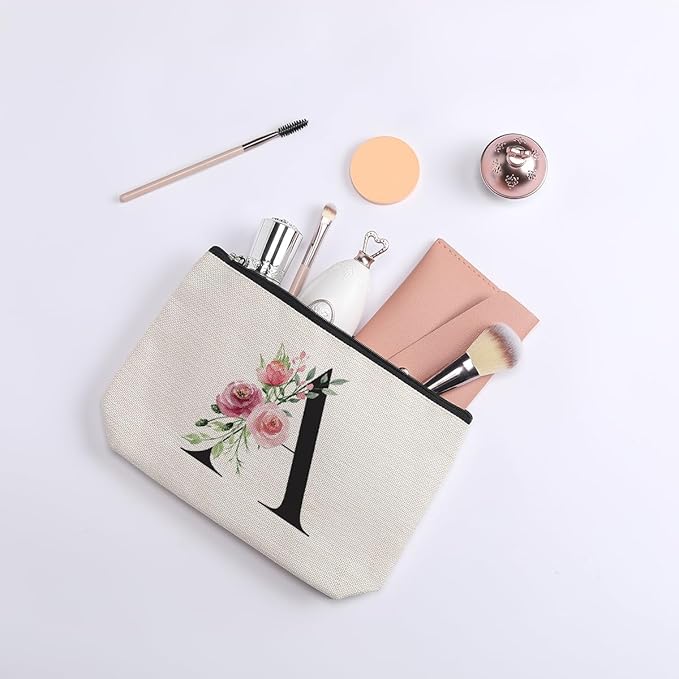 kdxpbpz Initial Make up Bag, Personalized Gifts for Women, Bridesmaid Gifts, Birthday Gifts for Women Mom, Gifts for Best Friend, Bride Bridesmaid Cosmetic bag (Letter A)