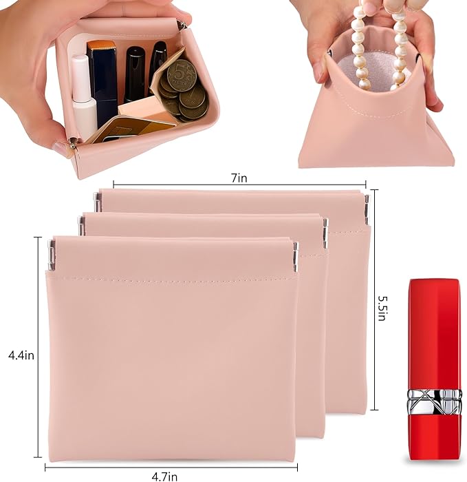 BUSOHA 3 Pack Small Makeup Bags for Purse - Coin Purse for Women