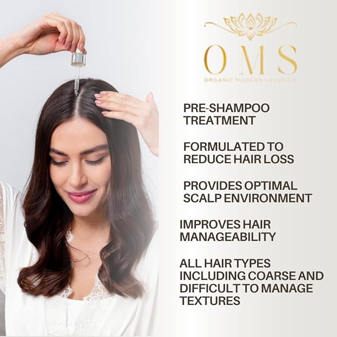 ORGANIC MODERN SOLUTION OMS Pre-Shampoo Hair Treatment Oil for Growth & Loss Prevention, Scalp Nourishing, Heat Protection, Anti-Frizz 3oz