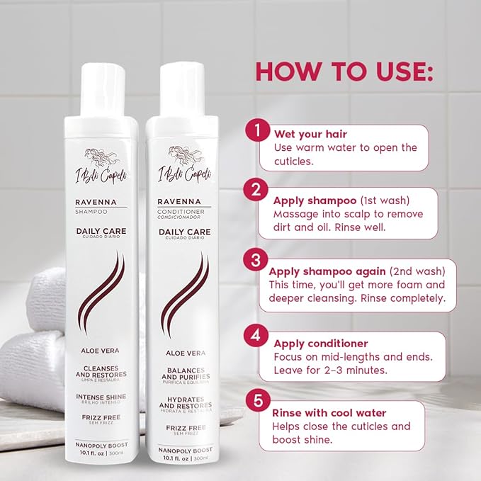 Ravenna Aloe Vera Shampoo & Conditioner Set – Paraben-Free, Deep Moisture, Breakage Reduction for Dry, Damaged & All Hair Types, 2×300ml (10.1 fl oz each)