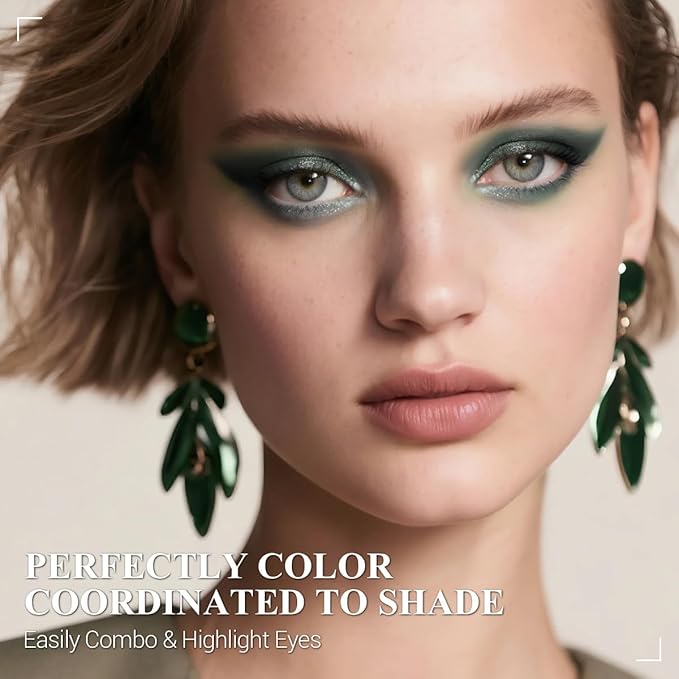 LUXAZA 6PCS Green Eyeshadow Stick Makeup Sets, Crease-Proof Cream Shadow Pen,Metallic And Matte Shimmer Eye Shadow Pencil Crayon, A03-Smoky Green