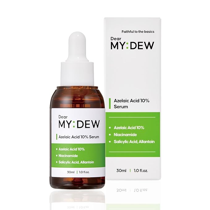 DearMYDEW 10% Azelaic Acid Serum with Niacinamide, Salicylic Acid, Allantoin, Rosacea Treatment for Face Redness Relief, Reduce Cystic Acne Scar, Pimples, Non-Comedogenic, Korean Skincare, 1Fl Oz