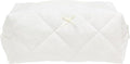 PAZIMIIK Cozy Makeup Bag for Women,Zipper Cosmetic Pouch,Embroidery White