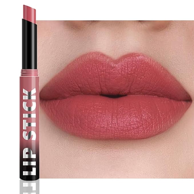 IATMOMOD Coral Red Matte Lipstick for Women, Long Lasting Waterproof Transfer-Proof Vegan Lip Bar, 24H Moisturizing Smudge-Proof All-Day Lip Color for Daily & Party M02#