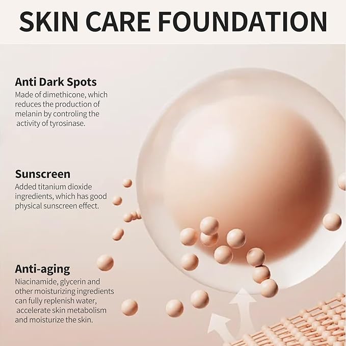 LXSKN Anti-Dark Spot Liquid Foundation - Collagen Serum Foundation Infused with 2% Niacinamide, High Coverage For A Smooth & Satin Finish, 403 Deep