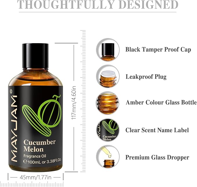 MAYJAM Cucumber Melon Fragrance Oil for Diffusers, 100ML/3.38FL.OZ