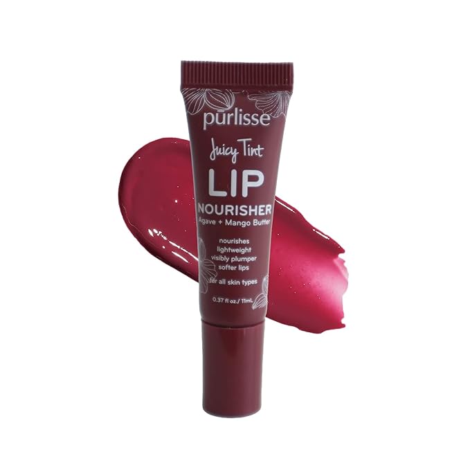 pūrlisse Juicy Tint Moisturizing Tinted Lip Balm for Women - Hydrating Tinted Lip Balm for Dry Lips - Enriched with Shea Butter & Jojoba Oil for Plumper Soft Lips - Plum Shine (.38 oz)