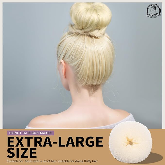 Teenitor 4pcs Hair Bun Shaper Set with Extra-large, Large, Medium, Small Donut Hair Bun Maker, 20pcs Bobby Pins, Cream Color
