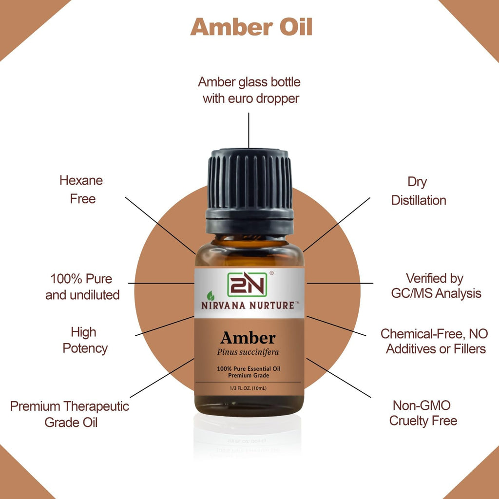 Nirvana Nurture Amber Essential Oil,100% Pure Undiluted, Aromatherapy Oil for Diffuser, Hair & Skin Care