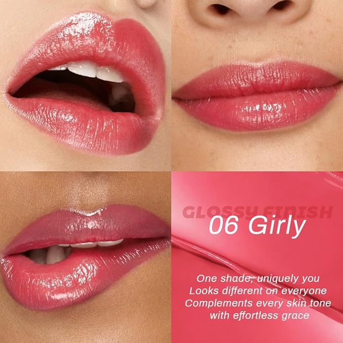 HHLTOH Girly Honey Lipstick Tinted Lip Balm - Shine Moisturizing Lipstick for Women, Natural Nourishing Hydrating Lip Gloss Stain for Dry Lips, Tint Sheer Lightweight Makeup, Vegan - 1Pc #06 Girly