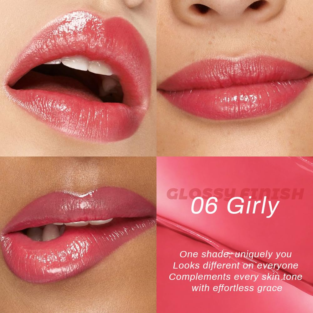 HHLTOH Girly Honey Lipstick Tinted Lip Balm - Shine Moisturizing Lipstick for Women, Natural Nourishing Hydrating Lip Gloss Stain for Dry Lips, Tint Sheer Lightweight Makeup, Vegan - 1Pc #06 Girly