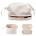 Vogewood Monogrammed Gift for Women Girls, Initial Makeup Bag Double Layer