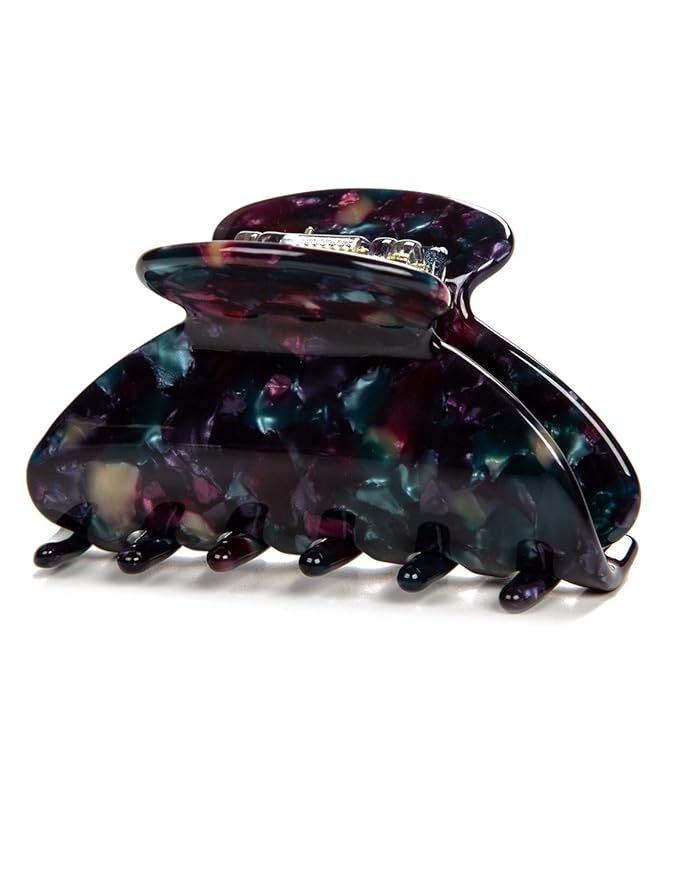 Prettyou Handmade Celluloid Acetate French Design Barrettes Tortoise Shell Claws Hair Claw Luxury Fashion Accessories Hair Clip for Women (Black)