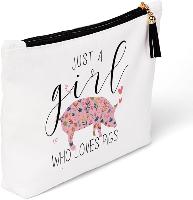 Pig Gifts Cute Pig Accessories Stuff Cosmetic Bags, Travel Makeup Bag Gifts for Women Sister Animal Lovers Best Friend Birthday Friendship Anniversary Christmas 9.4x6.9x1.9 Inches