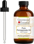 Greenwood Essential Pomegranate Oil (Punica granatum) with Glass Dropper | Cold Pressed | Natural | Undiluted | For Diluting Essential Oils | For Skin & Massage | Men & Women | 120ml (4 oz)