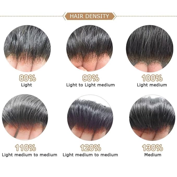 Mens Toupee Human Hair Piece French Lace Toupee for Man Hair System Indian Human Hair Replacement Systems V-Looped PU Front Hairpieces 6"X8" #580 5# MEDIUM LIGHT BROWN WITH 80% SYNTHETIC GREY