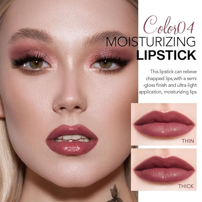 HHLTOH 2Pcs Tinted Lip Balm Moisturizing Lipstick – Waterproof Hydrating Matte Lip Balm for Women, Creamy Natural Color Stain for Dry Lips, Soft Matte Finish (1# Warm Orange Nude Brown & 4# Mauve)