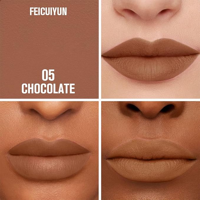 FeiCuiYun Matte Calligraphy Liquid Lip Liner Lipstick Pencil, Chocolate Long-Lasting Transfer-Proof Lip Stain, Lightweight Lipstick, Sheer Buildable Color, Fades to a Natural Wash of Colors