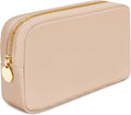 DANCOUR Small Makeup Bag, Small Makeup Pouch, Preppy Makeup Bag, Nylon Makeup Bag, Makeup Bag Purse, Preppy Bag, Cute Makeup Bag, Small Cosmetic Bag, DIY Stuff Bag, Beige Makeup Bag (Small, Beige)