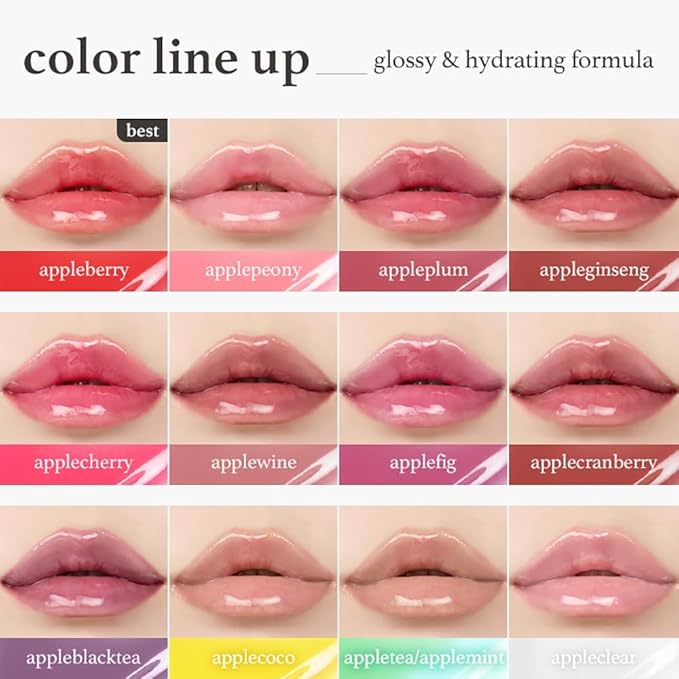 NOONI Korean Lip Oil - Appleberry - Plumping & Hydrating Tinted Lip Gloss