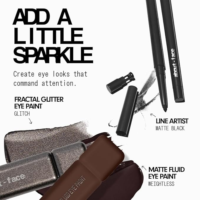 aboutface Fractal Glitter Eye Paint | Asphalt With Sparkle | 0.13oz