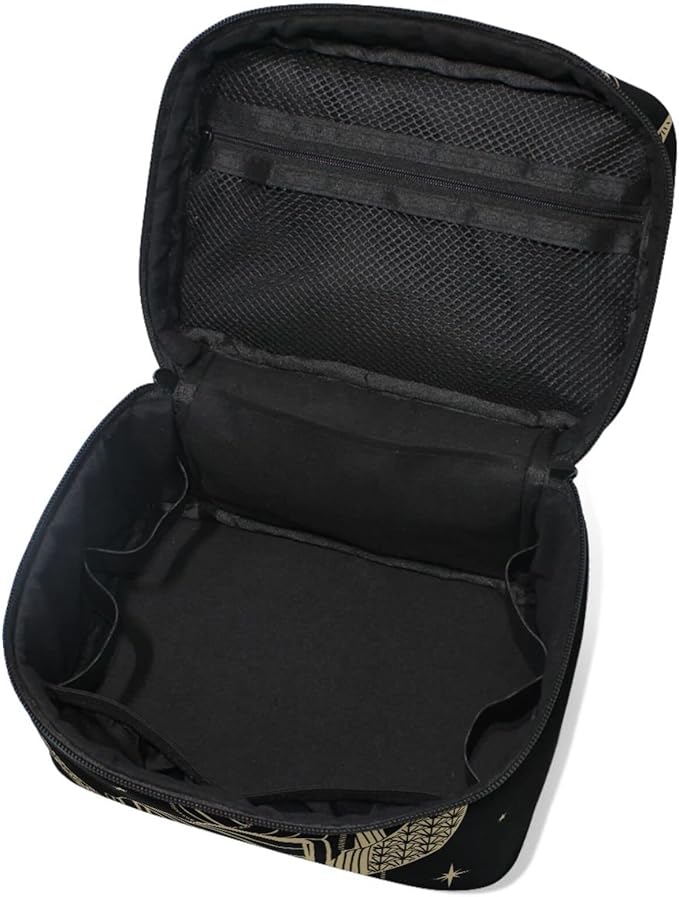 ZOEO Makeup Train Case Sacral Night Girl On Moon Korean Carrying Portable Zip Travel Cosmetic Brush Bag Organizer Large for Girls Women