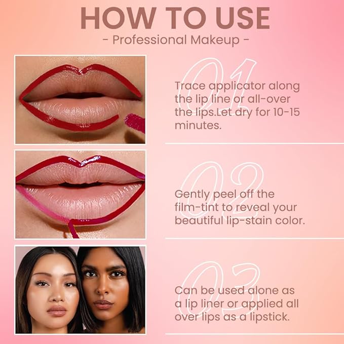 IATMOMOD Delicate Pink Liquid Matte Lip Liner Stain Peel Off with Tweezer, Long Lasting, Waterproof Matte Lipstick Lip Gloss Tattoo for Women, Transfer-prof Lip Tint Makeup for All Skin Types 00#