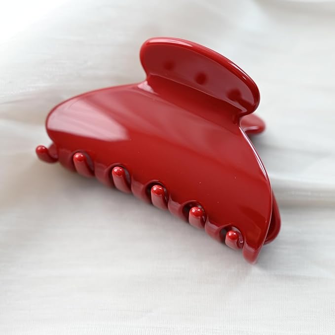 Prettyou Handmade Celluloid Acetate French Design Barrettes Tortoise Shell Claws Hair Claw Luxury Fashion Accessories Hair Clip for Women (burgundyred)