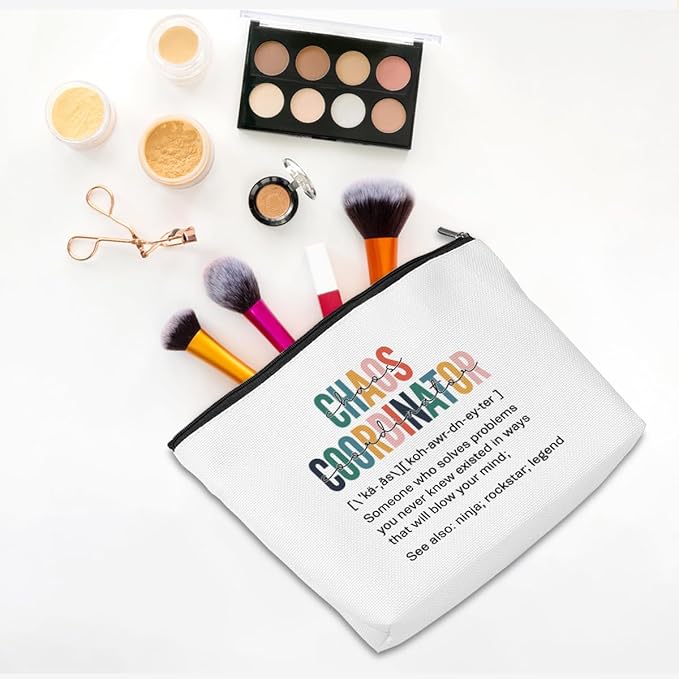 CQM Chaos Coordinator Makeup Bag Chaos Coordinator Gifts for Women Thank You Gifts Cosmetic Bag Zipper Pouch Appreciation Gifts for Coworkers Boss Lady Mentor Coaches Leader Christmas Birthday Gifts
