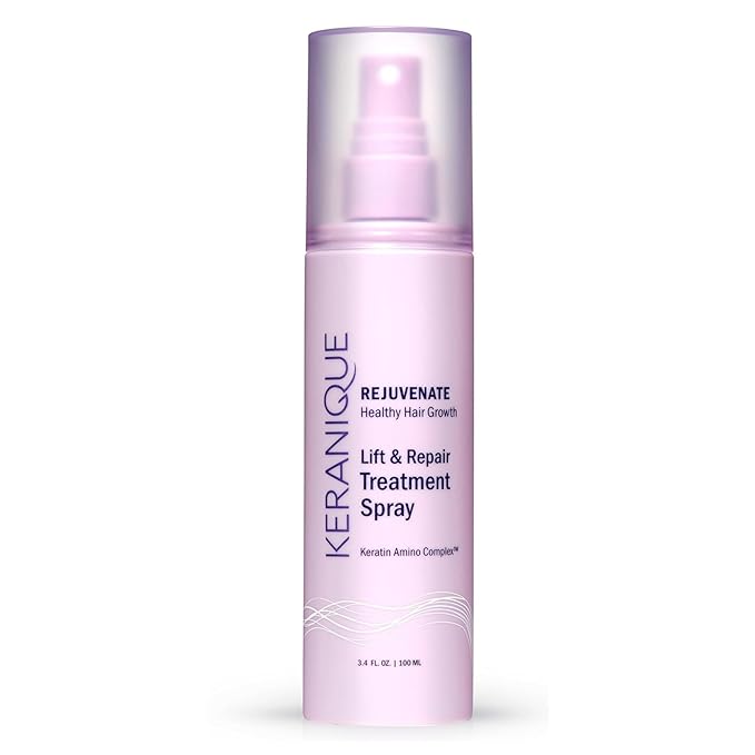 Keranique Lift & Repair Treatment Spray with Keratin Amino Complex™, Keratin Hair Treatment for Instant Volume & Body, Split End Repair, Heat Protectant, Sulfate, Dye & Paraben Free, Unscented