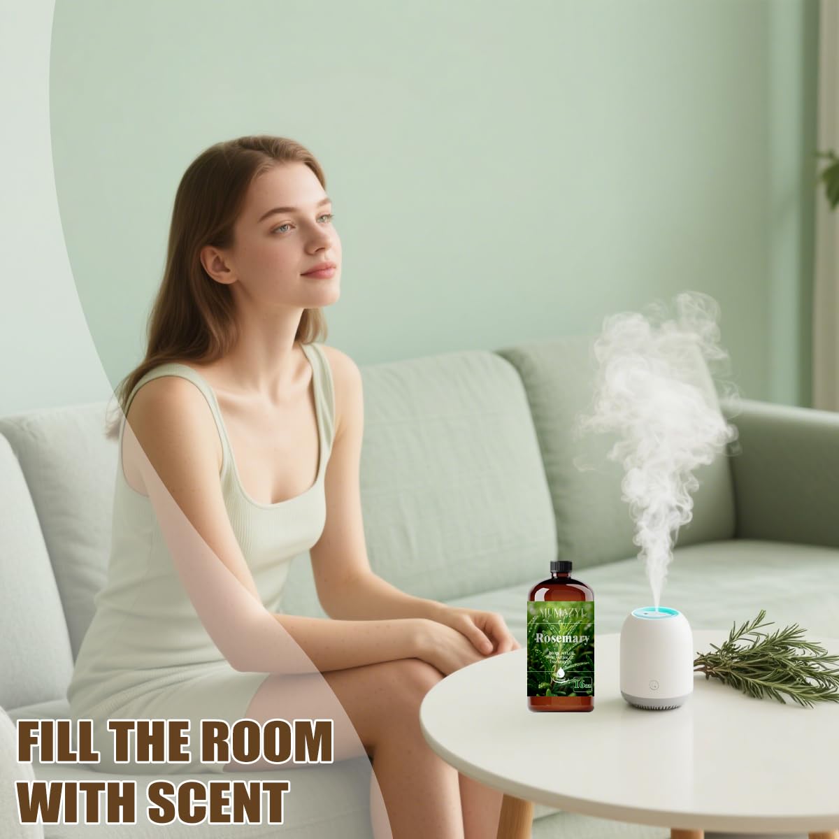 Rosemary Essential Oil, Rosemary Oil 16 Fl Oz 480ML for Diffuser Humidifier Yoga Cleaning DIY Candle Soap Making MUMAZYL Essential Oils
