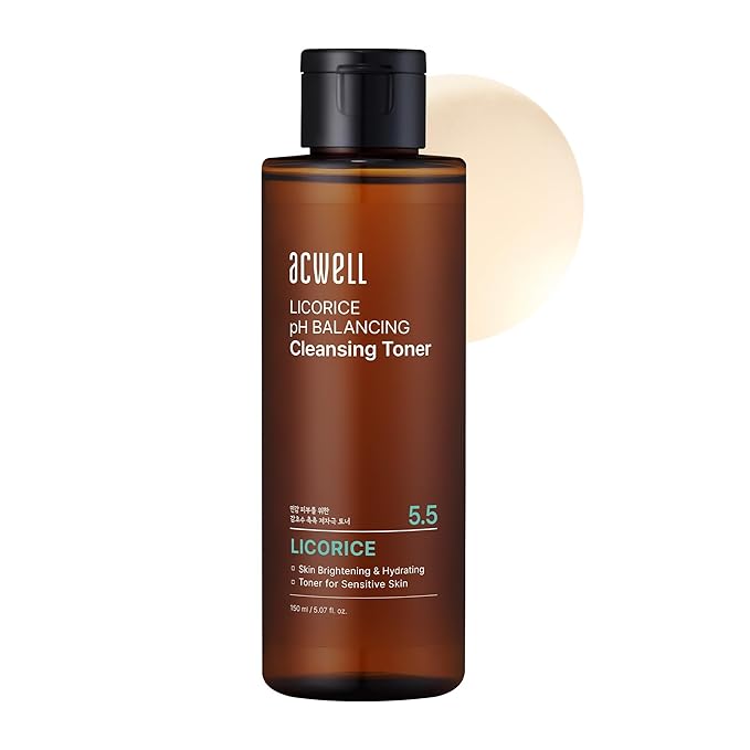 ACWELL Licorice pH 5.5 Balancing Cleansing Toner - Alcohol-Free Korean Face Toner, Hydrating Clarifying Formula for Dull and Combination Skin, 5.07 fl oz