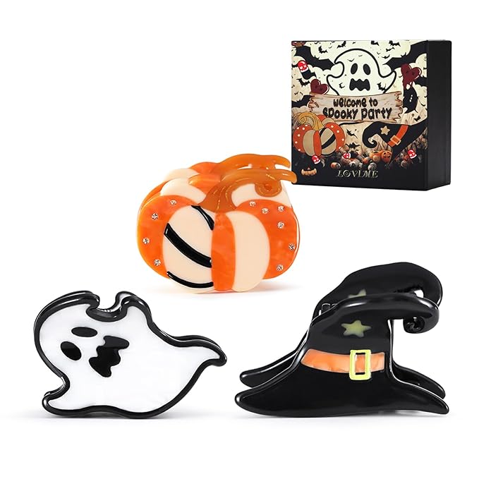 Small Halloween Ghost Hair Claw Clips Acetate Hair Clips for Women 3 PCS